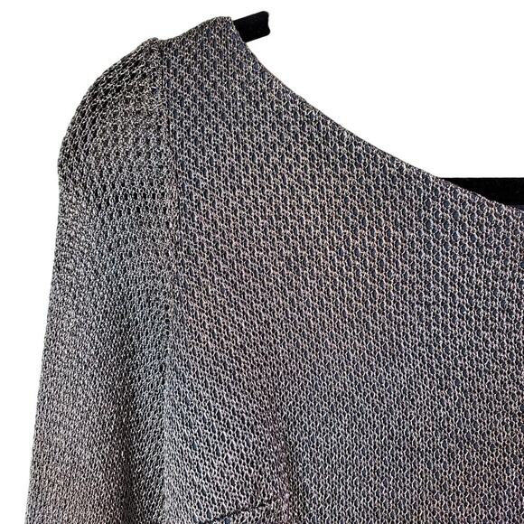 Silver Metallic Long Sleeve Dress With Open Back Size S - Picture 2 of 5